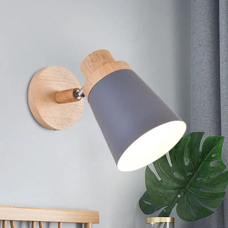 Gray Wood Coolie Wall Light