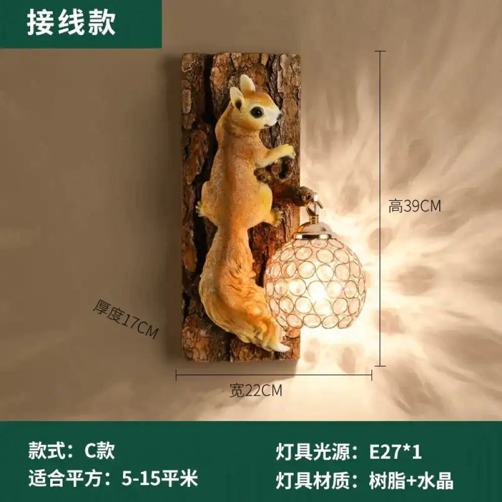 Resin Squirrel Wall Lamp