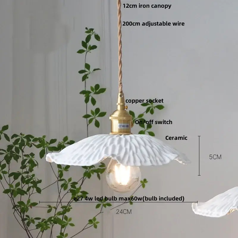 White Glass Wood Pendant