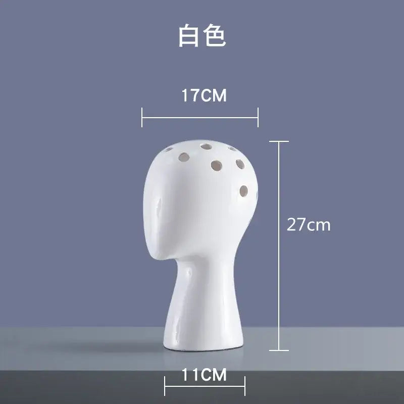 White Ceramic Head Vase for Nordic Tabletop Decor