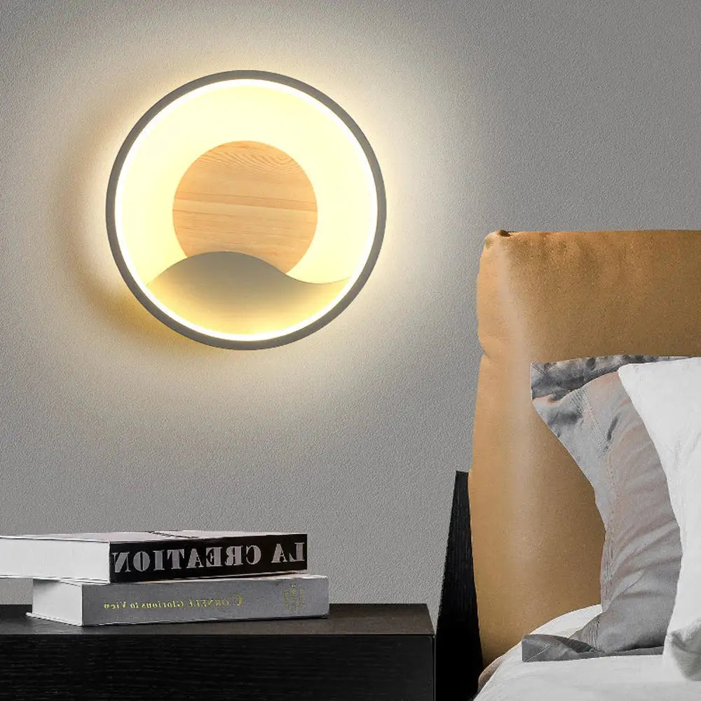 Grey Wood LED Wall Light