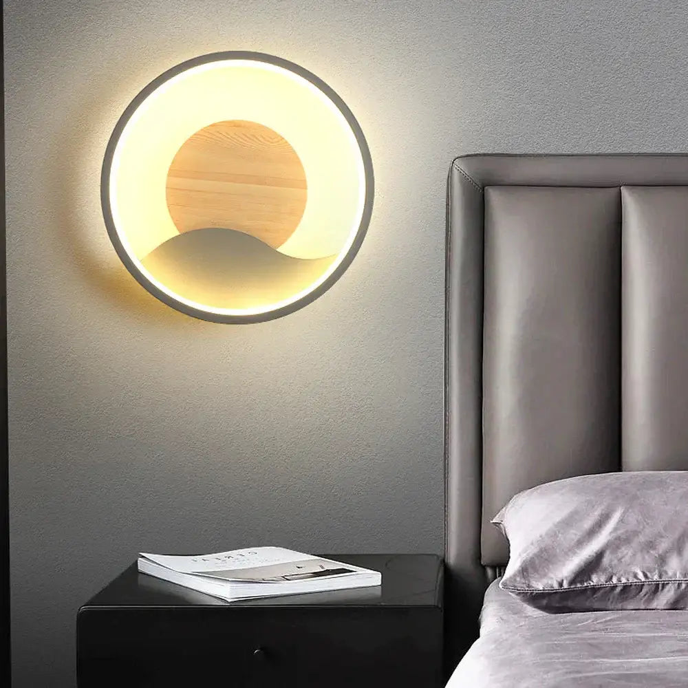 Grey Wood LED Wall Light