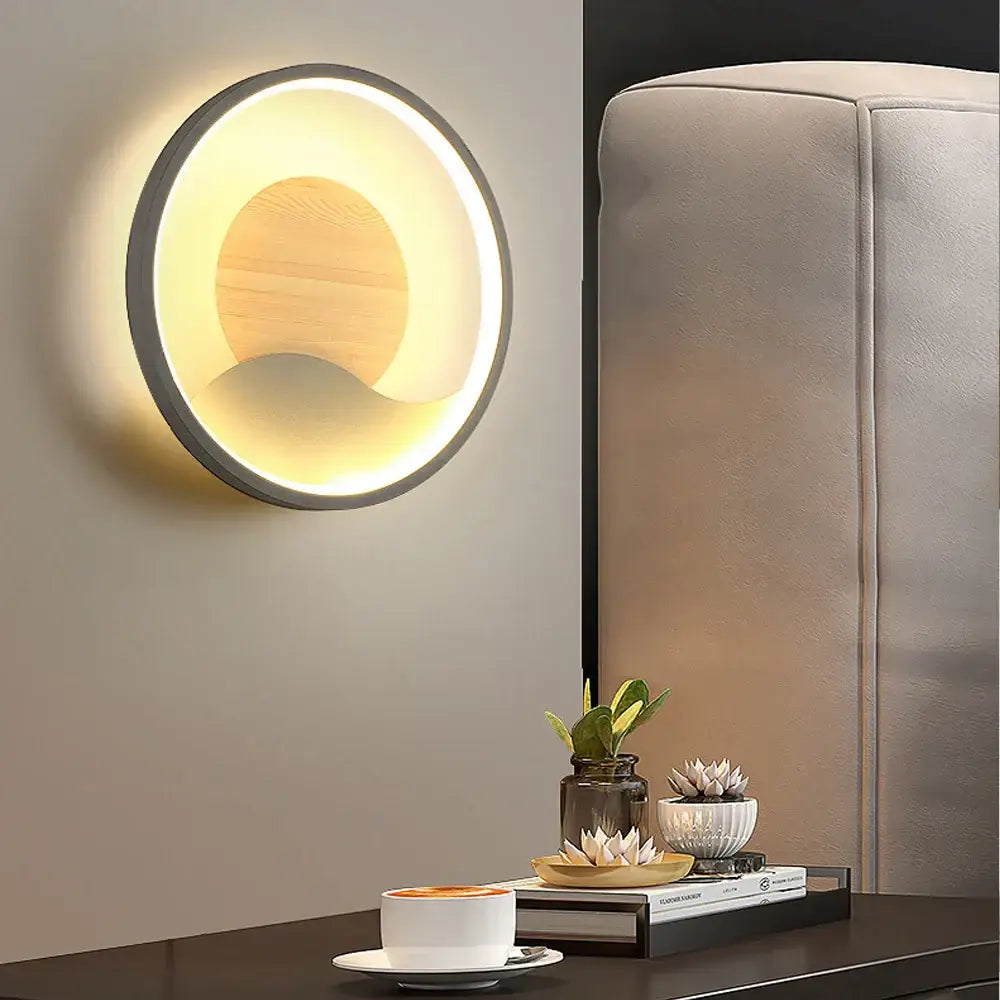 Grey Wood LED Wall Light