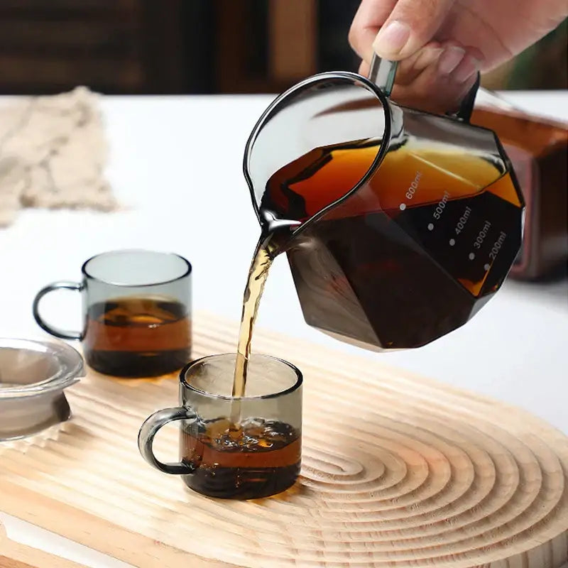 Clear Glass Coffee Kettle with Octagonal Design