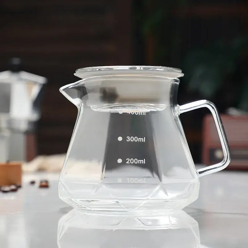 Clear Glass Coffee Kettle with Octagonal Design
