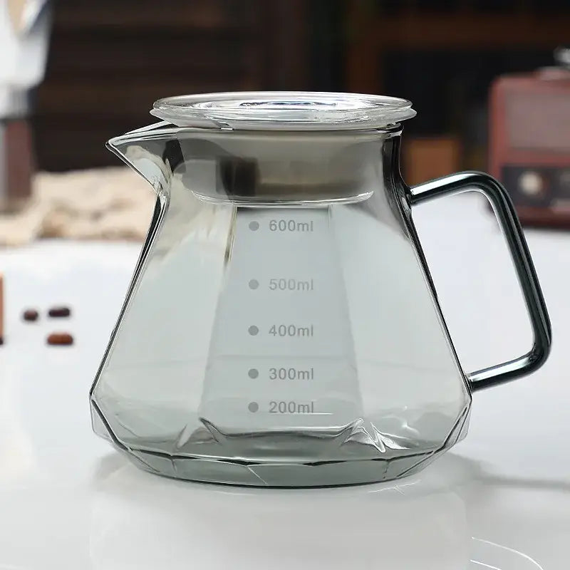 Clear Glass Coffee Kettle with Octagonal Design