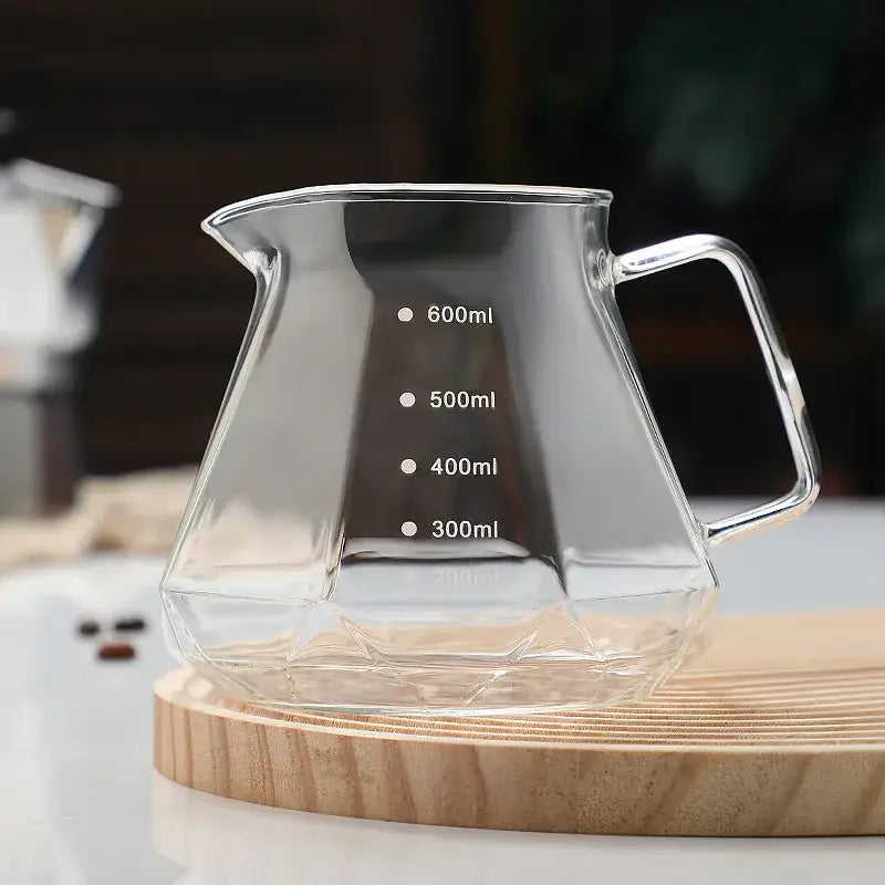 Clear Glass Coffee Kettle with Octagonal Design