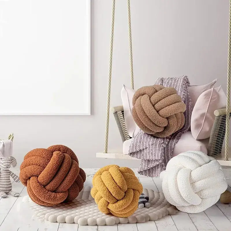 Khaki Boucle Knot Pillow