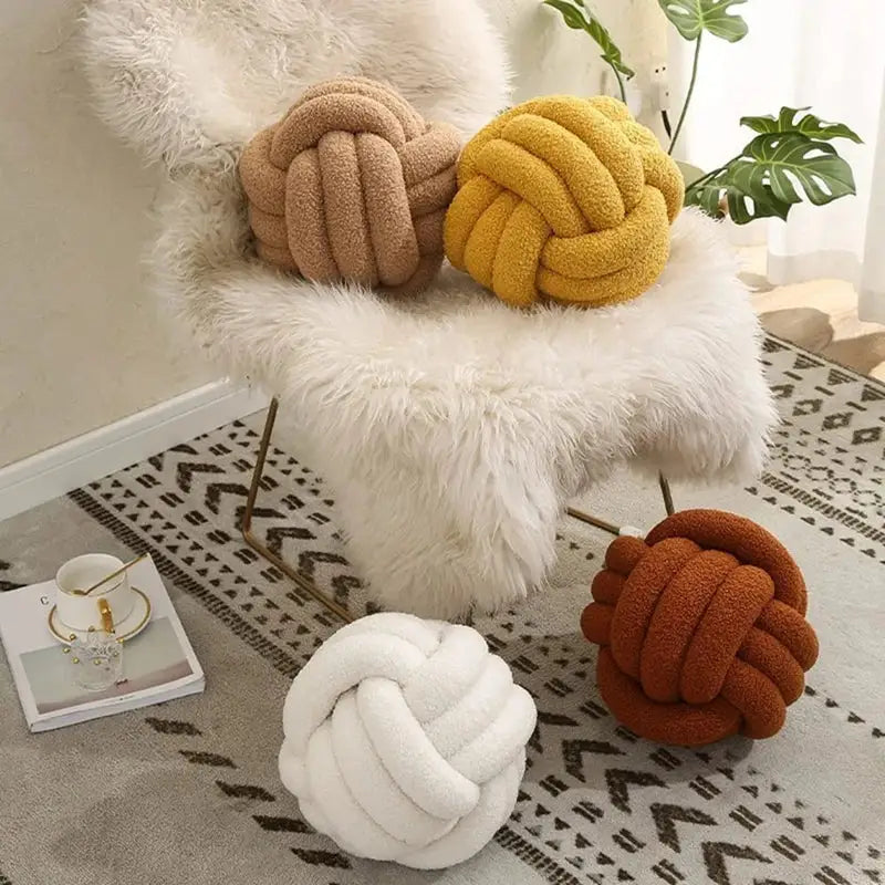 Khaki Boucle Knot Pillow