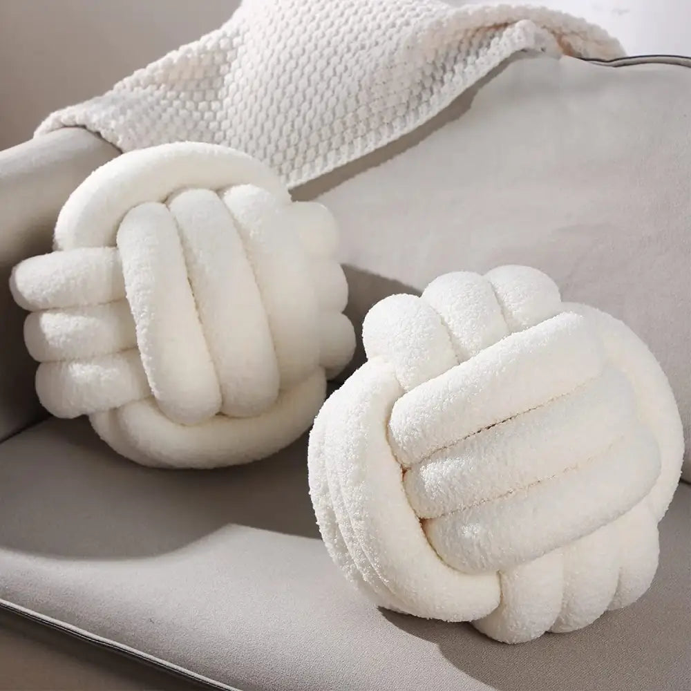 Khaki Boucle Knot Pillow