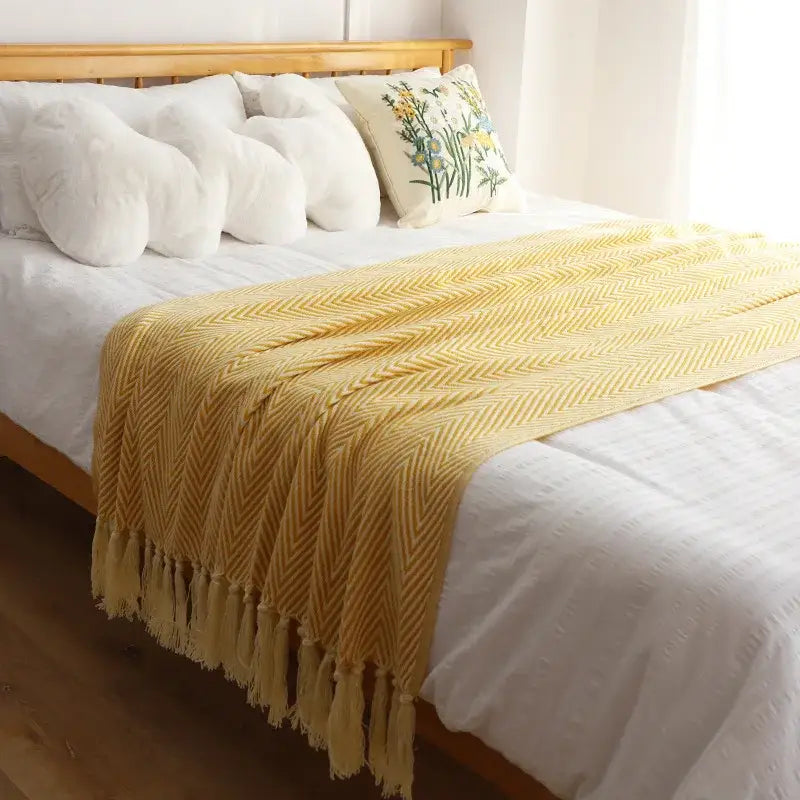 Green Knitted Geometric Throw