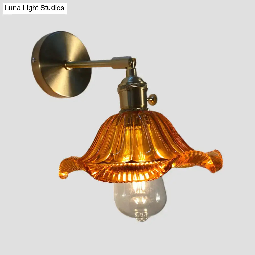 Gold Fluted Glass Switch Wall Lamp