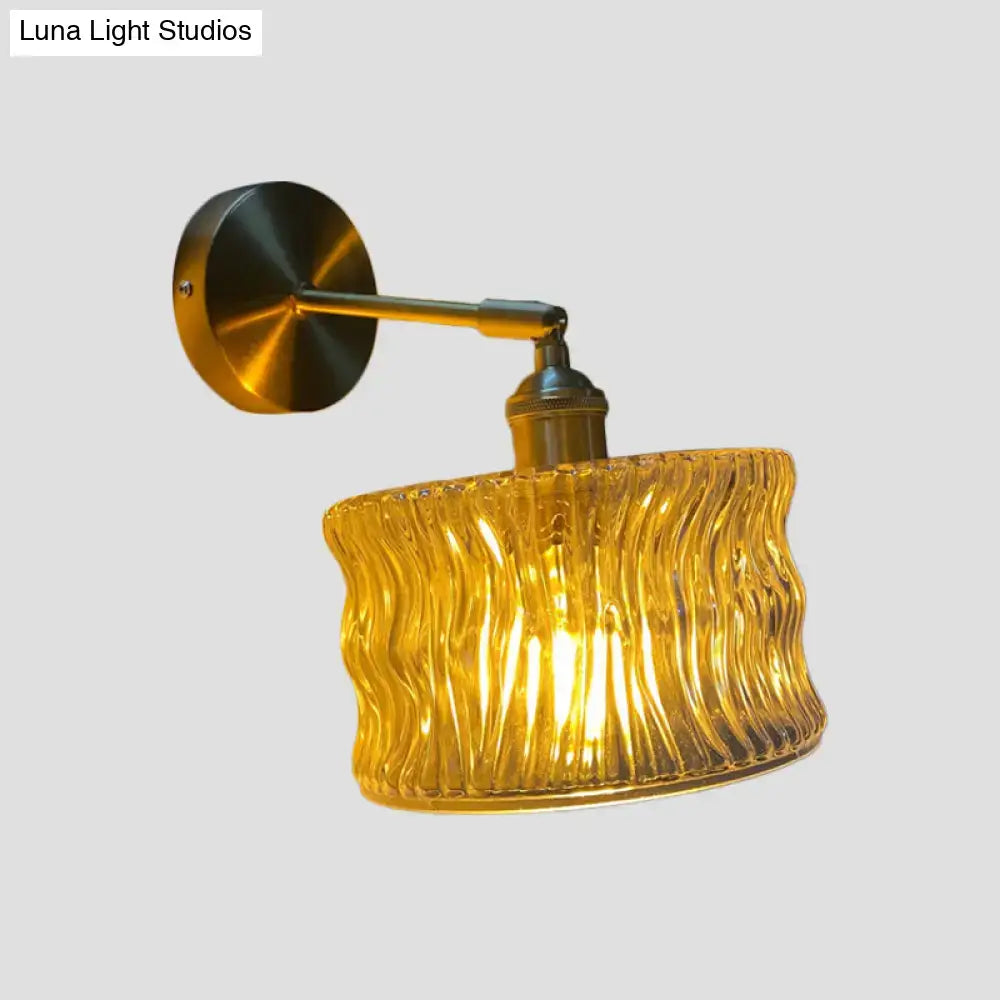 Gold Fluted Glass Switch Wall Lamp
