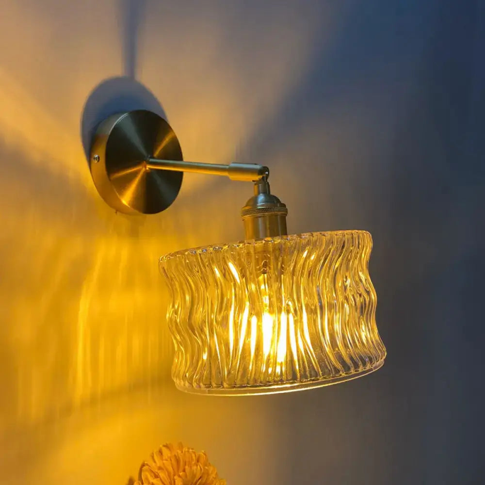 Gold Fluted Glass Switch Wall Lamp