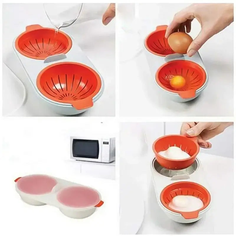 Orange Double Cup Egg Boiler
