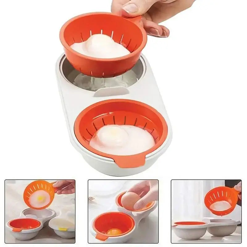 Orange Double Cup Egg Boiler
