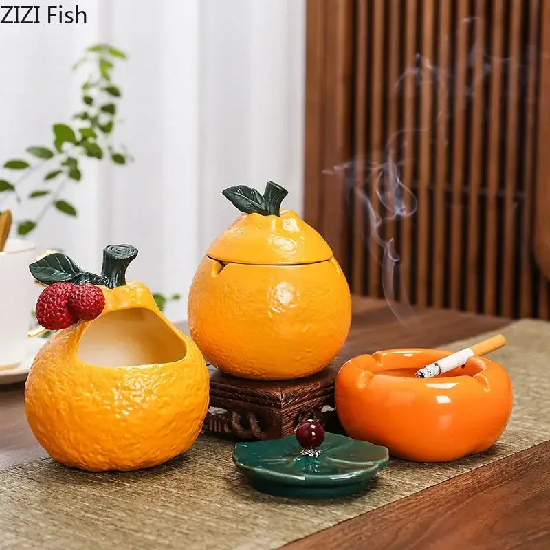 Orange Ceramic Fruit Ashtray