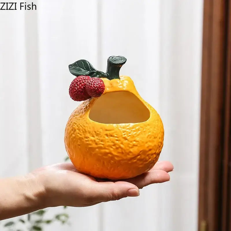 Orange Ceramic Fruit Ashtray