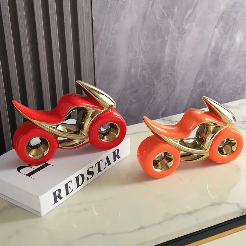 Gold Ceramic Motorcycle Decor