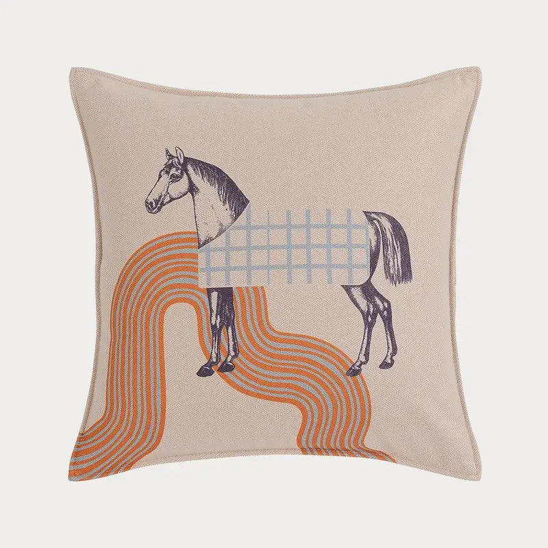 Orange Horse Throw Pillowcase