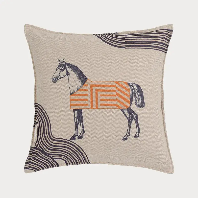 Orange Horse Throw Pillowcase