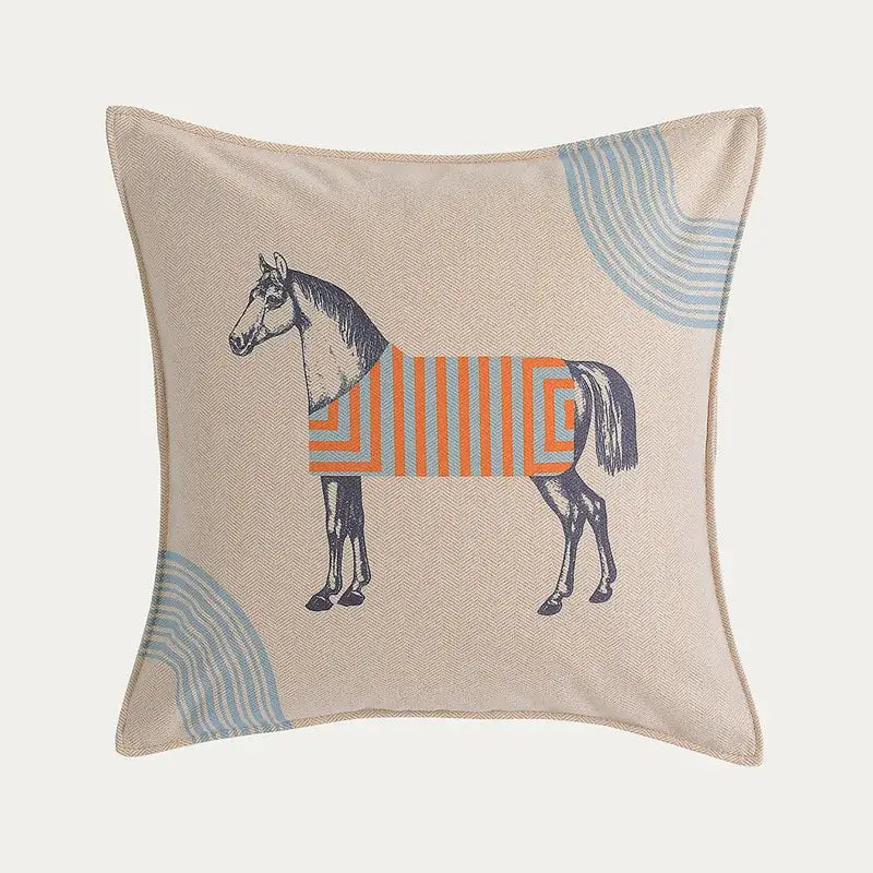 Orange Horse Throw Pillowcase