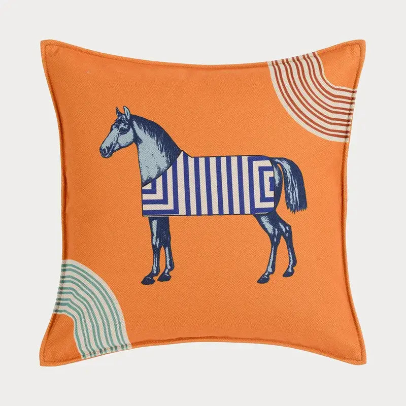 Orange Horse Throw Pillowcase