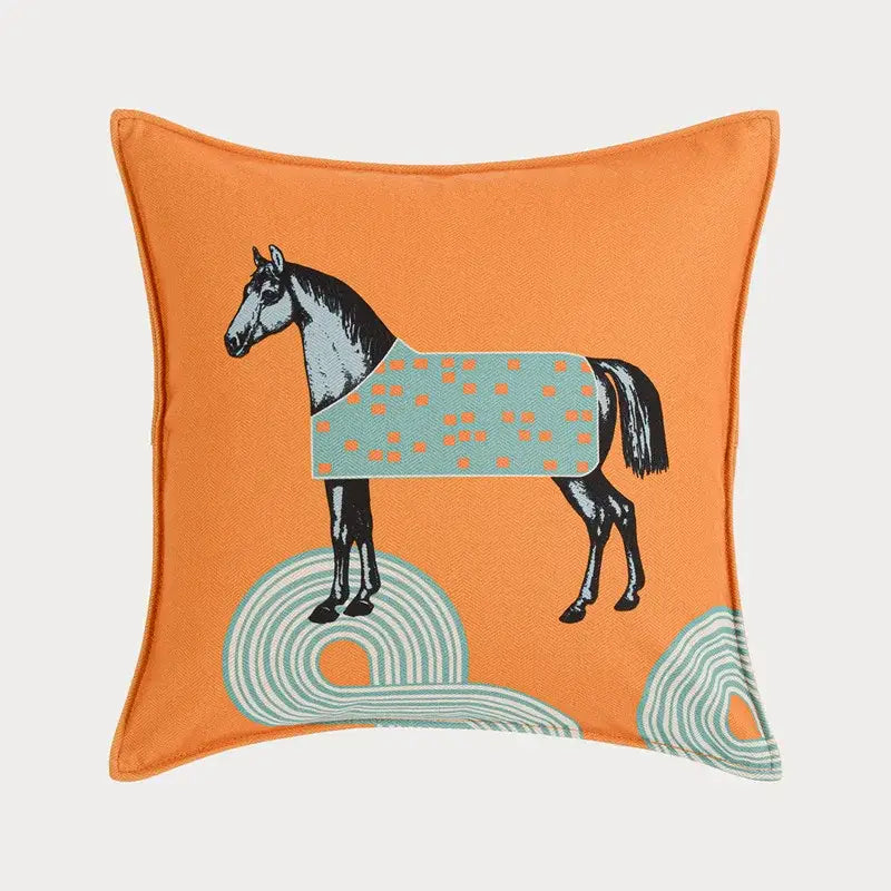 Orange Horse Throw Pillowcase