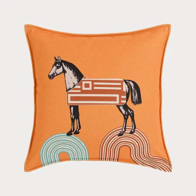 Orange Horse Throw Pillowcase
