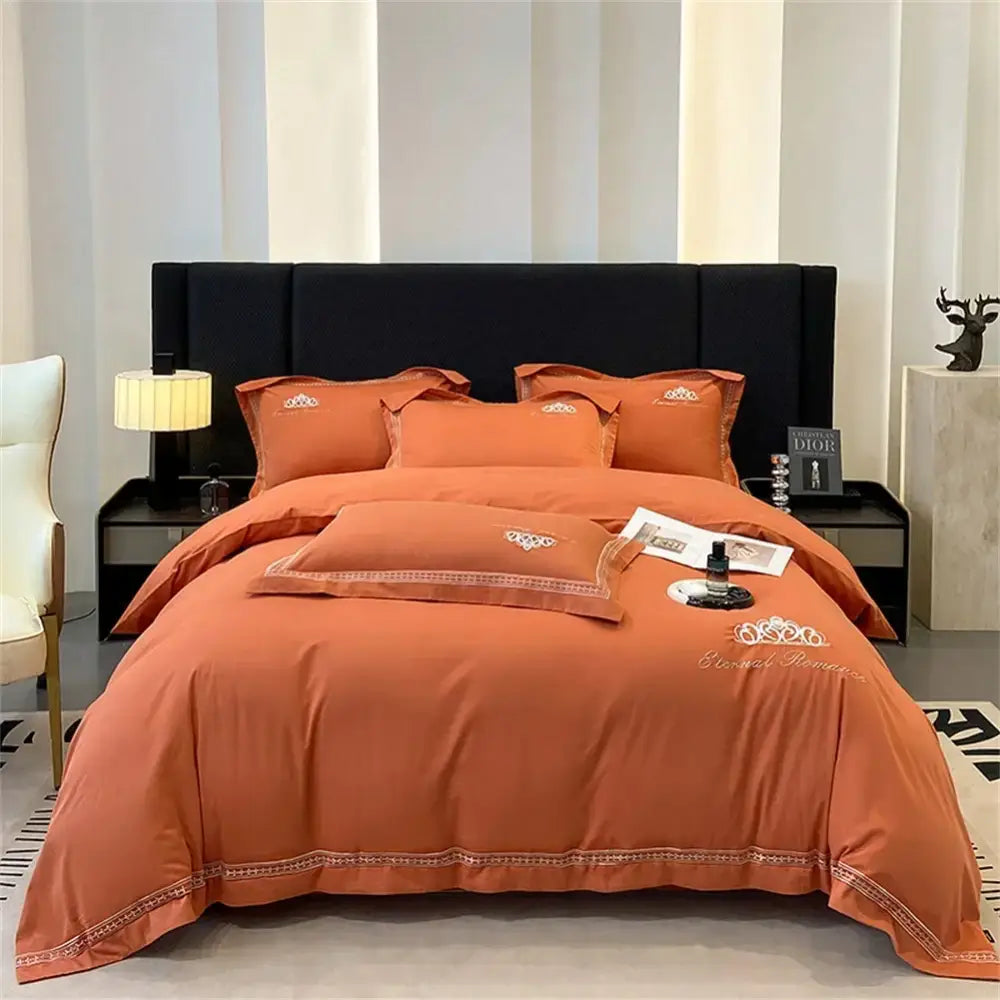 Satin Gold Embroidery Bedding
