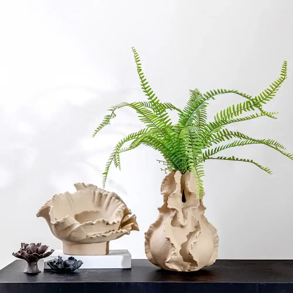Black Ceramic Wavy Vase
