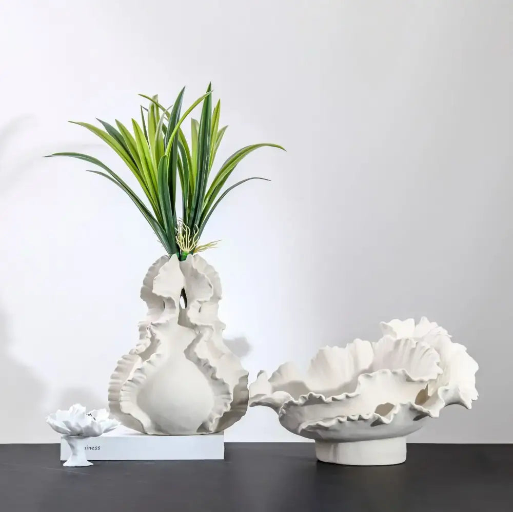 Black Ceramic Wavy Vase