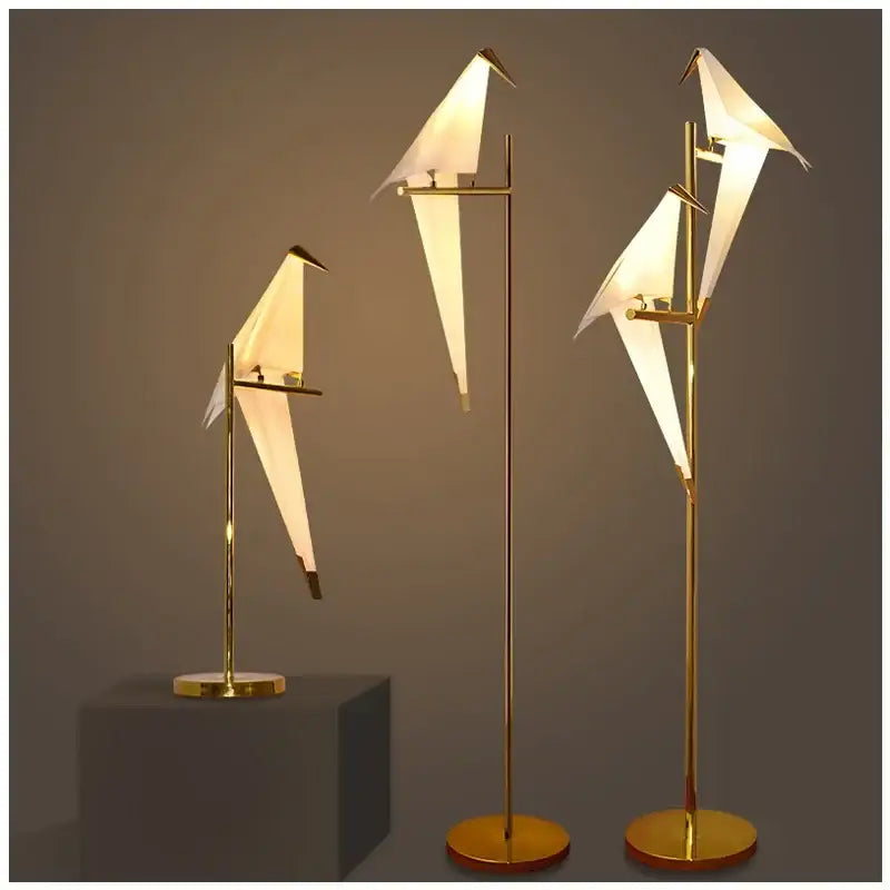 White Gold Crane Chandelier