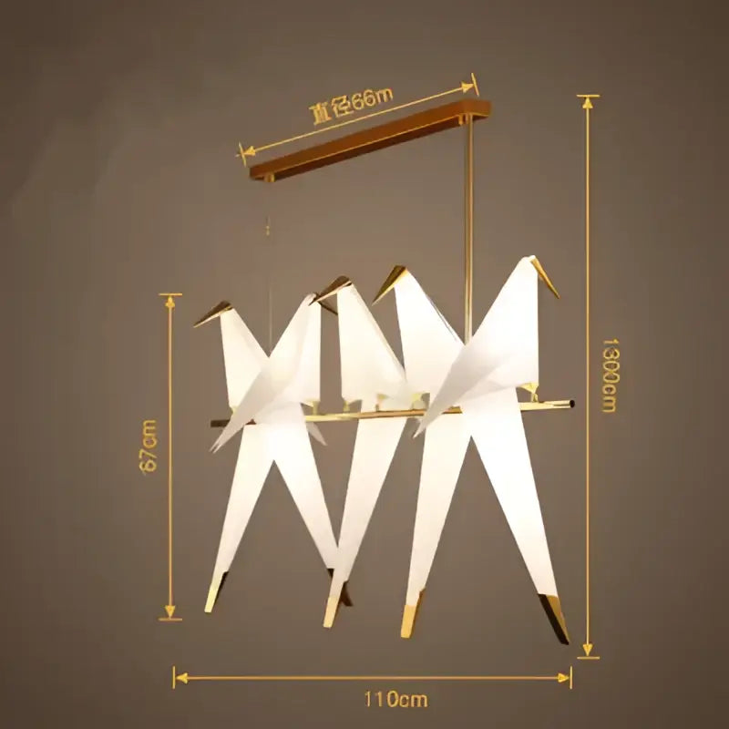 White Gold Crane Chandelier