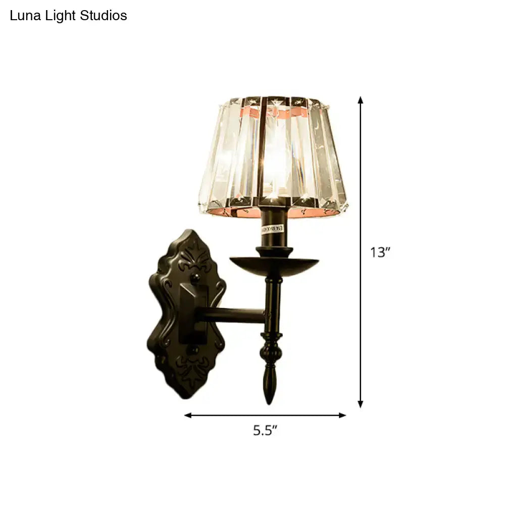 Black Crystal Cone Shade Wall Sconce