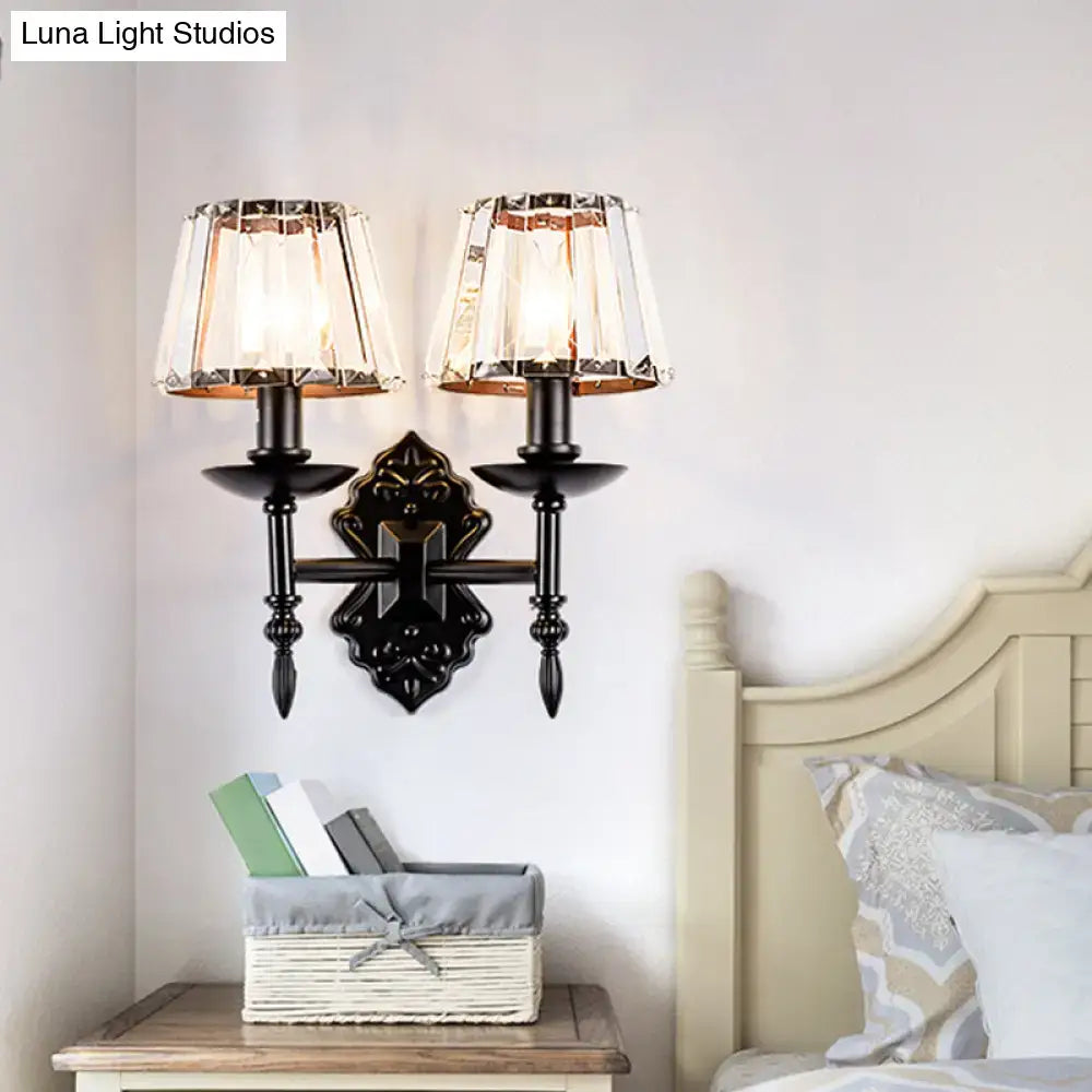 Black Crystal Cone Shade Wall Sconce