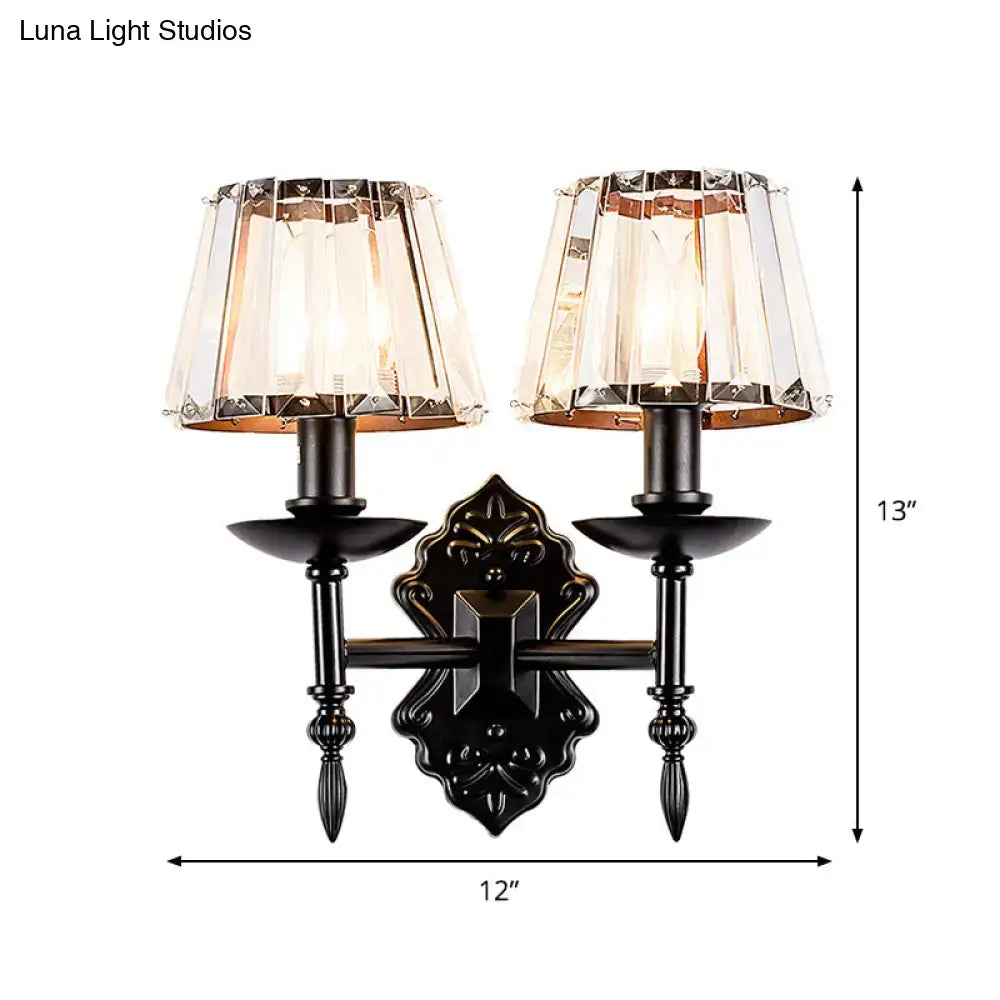 Black Crystal Cone Shade Wall Sconce