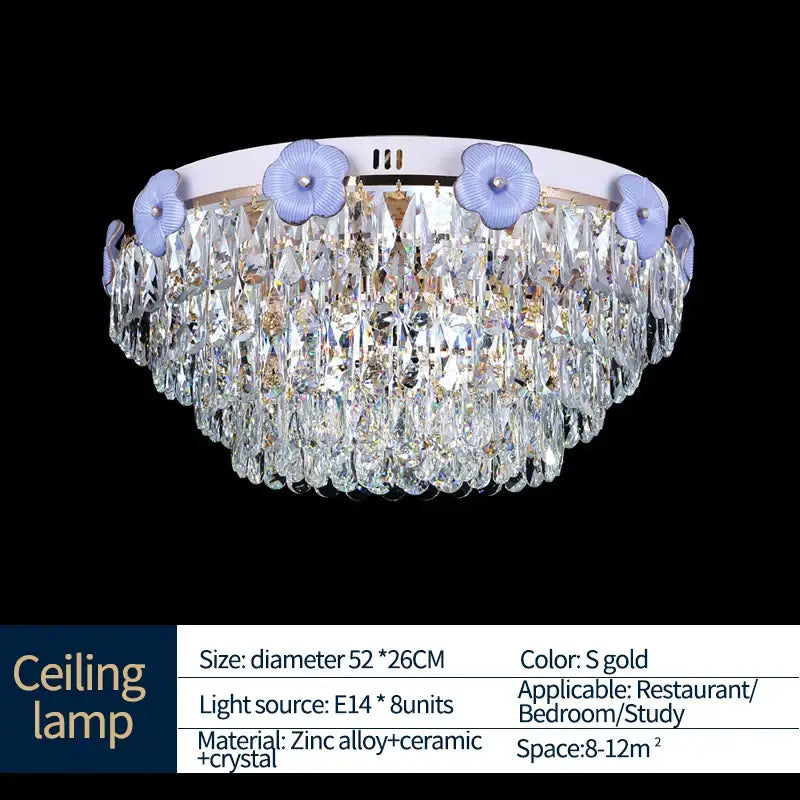 Blue Gold Crystal Chandelier