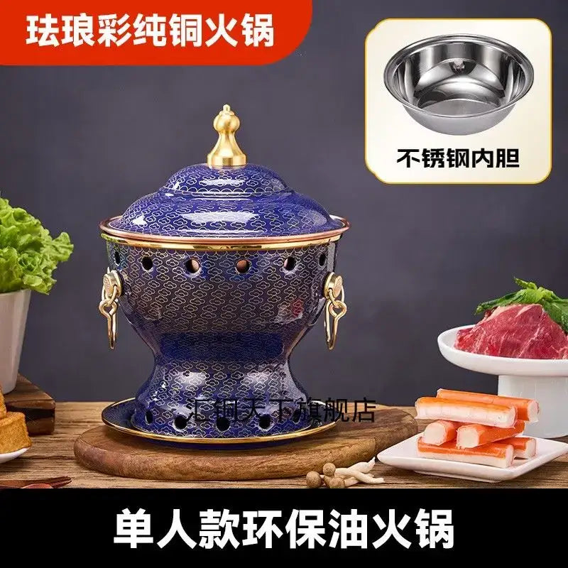 Blue Enamel Copper Pot