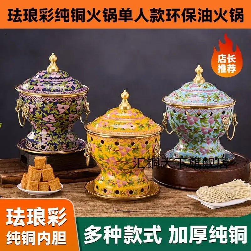 Blue Enamel Copper Pot