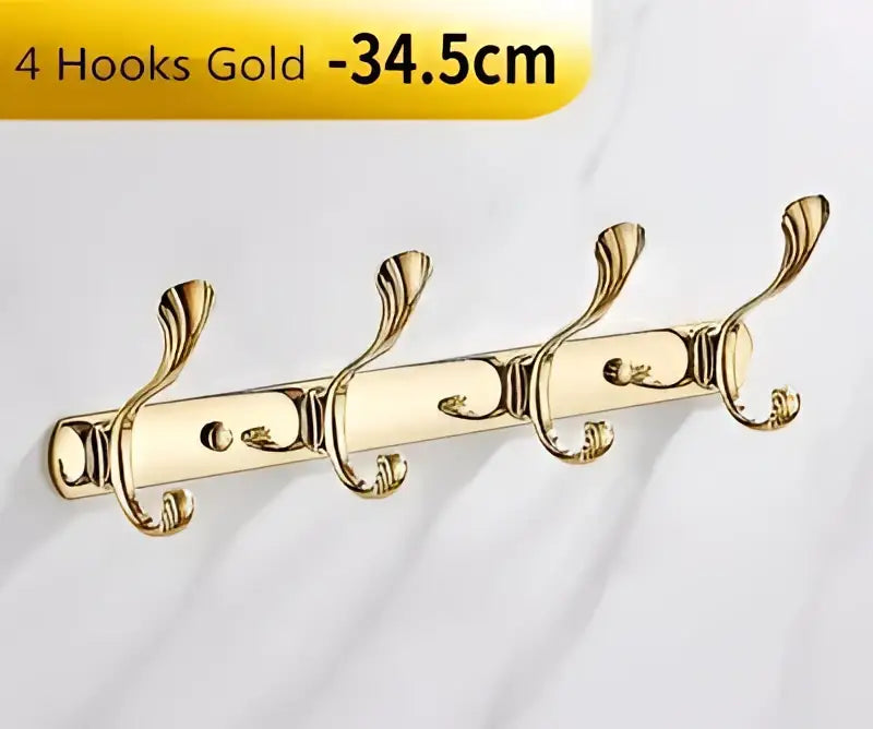 Gold Brass Towel Hook Rack with Five Hooks