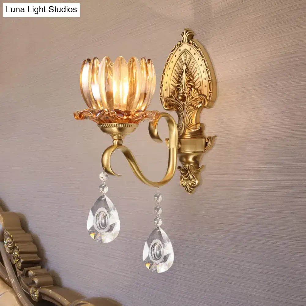 Brass Lotus Wall Sconce