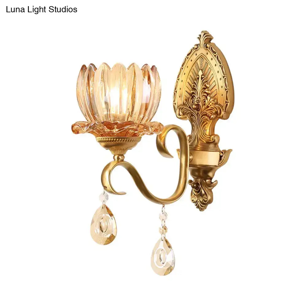 Brass Lotus Wall Sconce