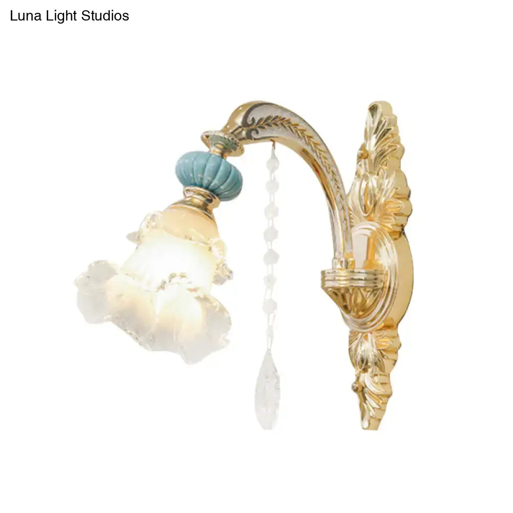 Gold Glass Wall Sconce Nordic Crystal Drop