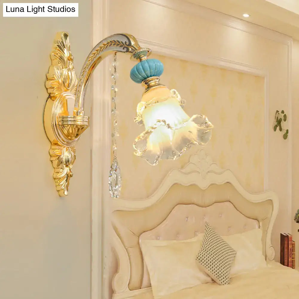 Gold Glass Wall Sconce Nordic Crystal Drop