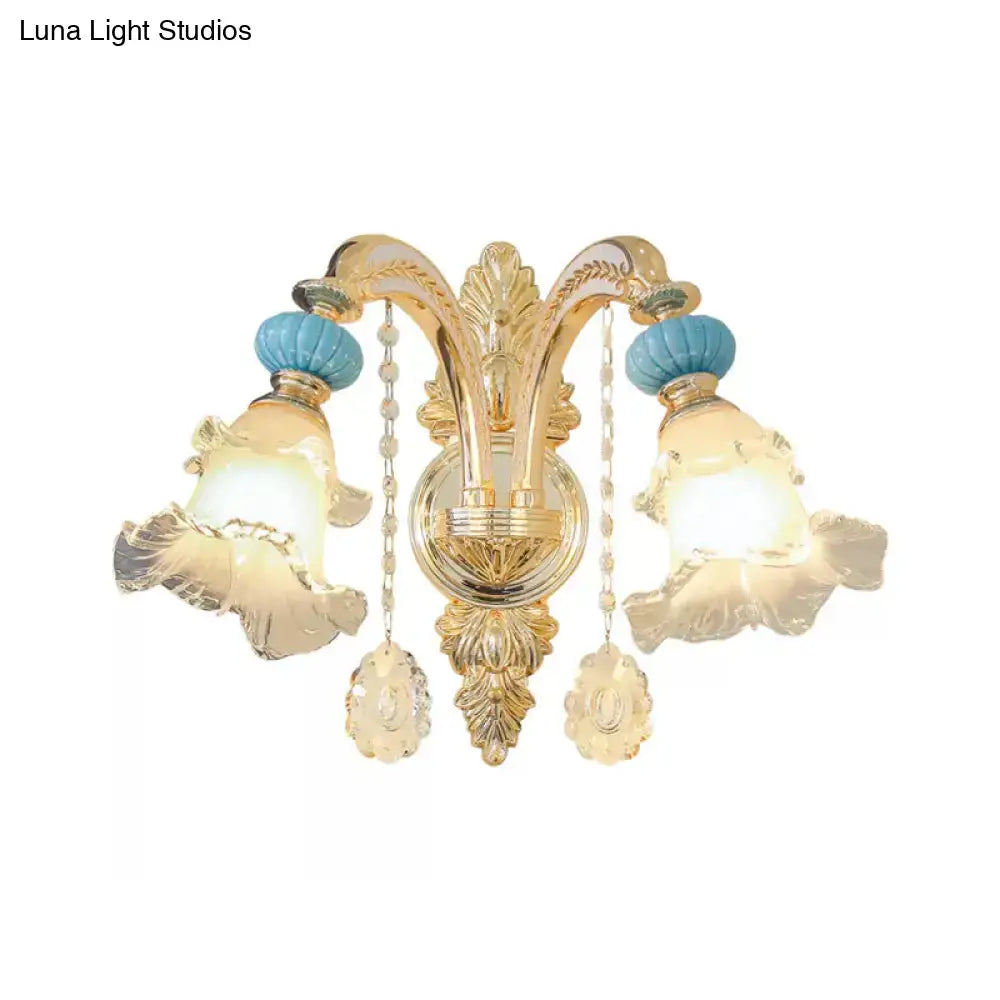 Gold Glass Wall Sconce Nordic Crystal Drop