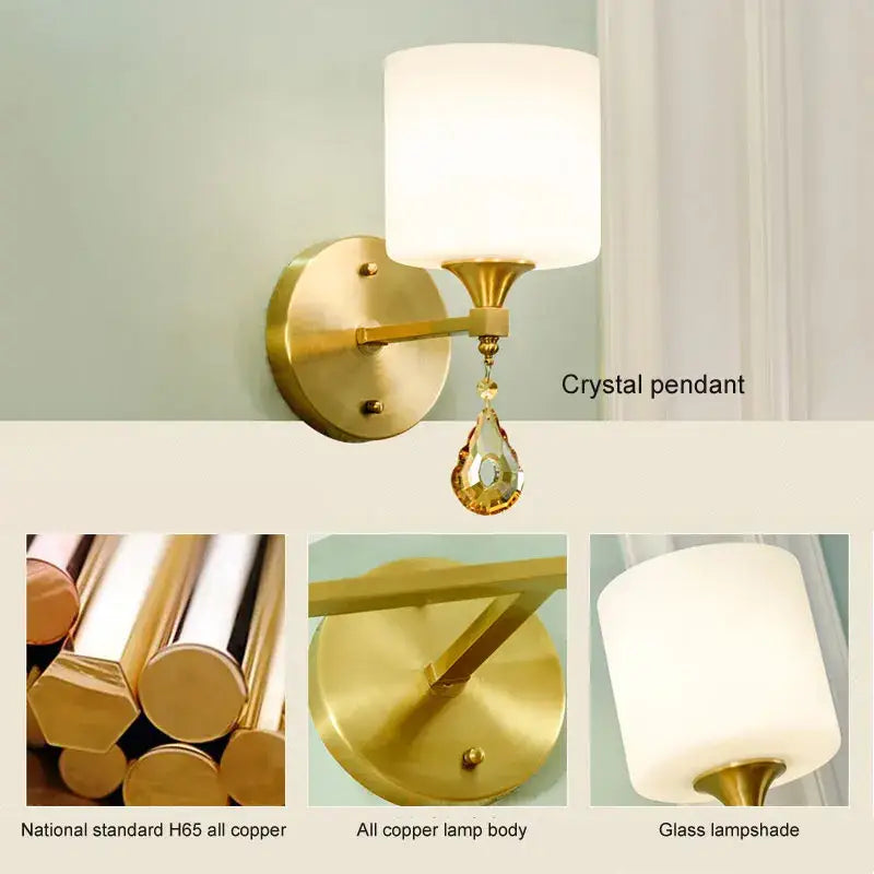 Gold Crystal 1-Head European Wall Lamp