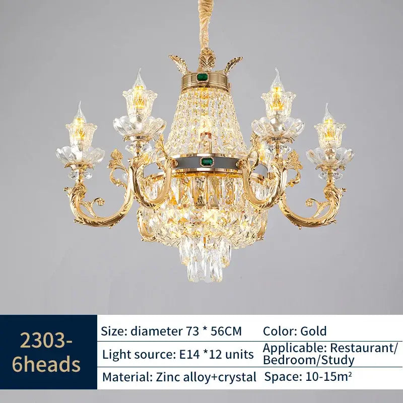 Gold Crystal Dining Chandelier Green Accents