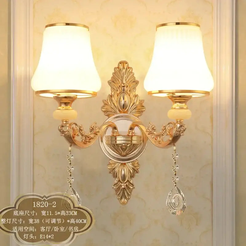 Gold Frosted Wall Sconce 2-Head European Design