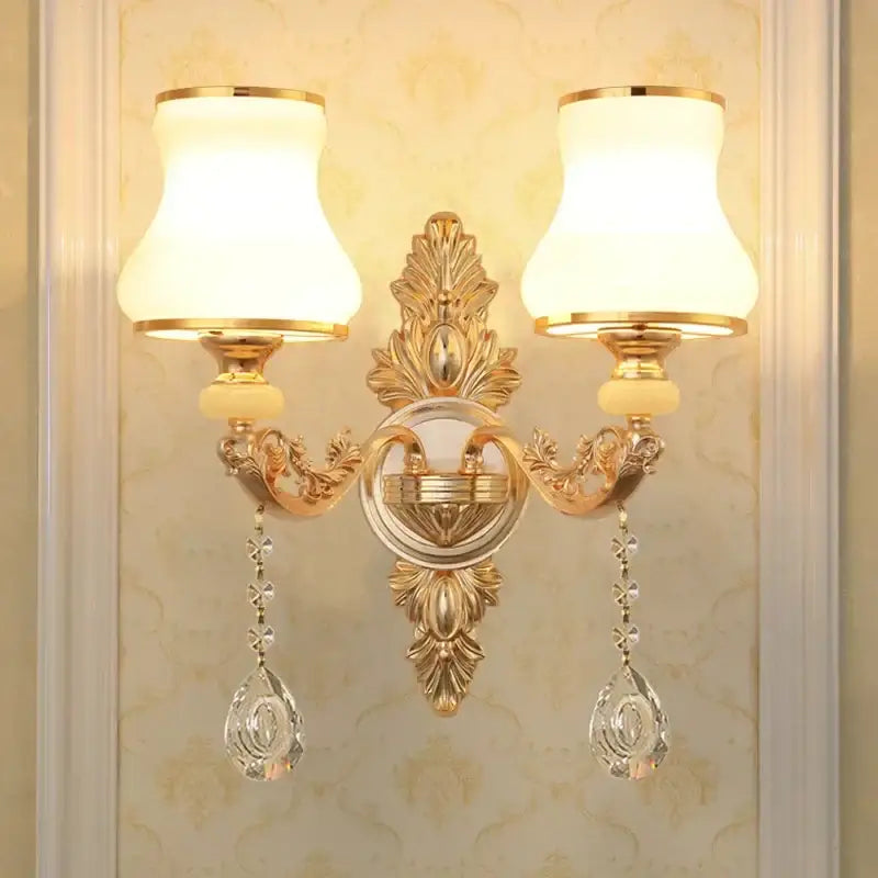 Gold Frosted Wall Sconce 2-Head European Design